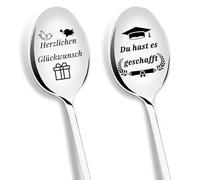 PIAKAZIQA ABI 2026 regalo, 2 cucchiaini da caffè con incisione Du Hast es realizzato, personalizzati regali di scuola superiore, esame regali passati di scuola superiore 2026 regali per ragazze