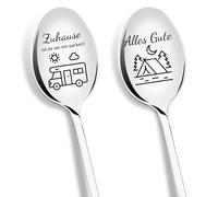 PIAKAZIQA Regali per campeggiatori, 2 cucchiaini da caffè con incisione a casa, da dove stiamo parcheggiando, divertenti regali per camper camper camper, idea regalo per campeggio, gadget