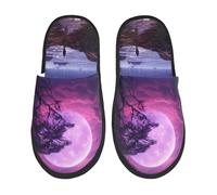 Pianelle Cielo Notturno Con Albero Di Luna Viola Comode Slippers Lavabili Ciabatte Per Casa Esterno Invernale L