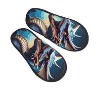 Pianelle Drago Ruggente Stampato Eleganti Pantofole Lavabili Scarpe Di Cotone Per Esterno Unisex Invernale L
