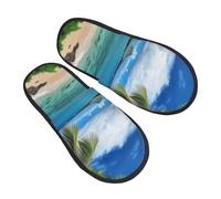 Pianelle Spiaggia Tropicale Delle Hawaii Con Palme Comode Slippers Lavabili Pantofole Per Invernale Hotel Unisex M