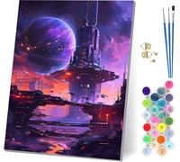Pianeta Dipingere con i Numeri Adulti con Telaio, Dipingere con i Numeri Architettura, DIY Paint by Numbers Kits con Pennelli e Pigmento Acrilico, Decorazioni Casa, Regalo Donna 50x65cm F-5164