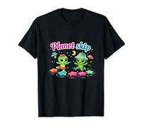 Pianeta Skip Carino UFO Alien Spazio Gioco di Parole Grafica Maglietta