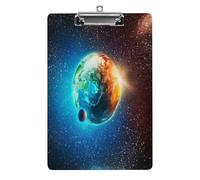 Pianeta Terra nei raggi del sole Elementi di questa immagine sono forniti Appunti in acrilico formato lettera Clip in metallo Robusta lavagna per scrivere Porta documenti in plastica rigida per uffic