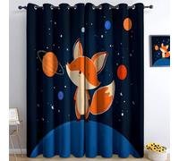 Pianeta Volpe Animale Tende Oscuranti Termiche Isolanti - Ridurre Il Rumore, Termiche Isolanti per Camera da Letto - 2 Pannelli per camera da letto soggiorno, Nero, 183 x 214 cm
