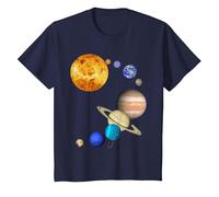 Pianeti nel Sistema Solare con Plutone - Scienza Maglietta, Bambini, Navy, 4 Anni
