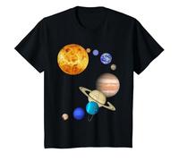Pianeti nel Sistema Solare con Plutone - Scienza Maglietta, Bambini, Nero, 10 Anni