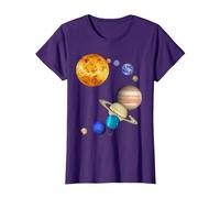 Pianeti nel Sistema Solare con Plutone - Scienza Maglietta, Donna, Viola, XL