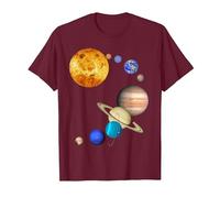 Pianeti nel Sistema Solare con Plutone - Scienza Maglietta, Uomo, Bordeaux, 3XL