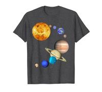 Pianeti nel Sistema Solare con Plutone - Scienza Maglietta, Uomo, Grigio Scuro, L