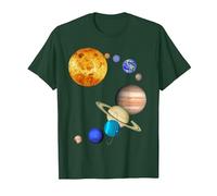 Pianeti nel Sistema Solare con Plutone - Scienza Maglietta, Uomo, Verde Foresta, L