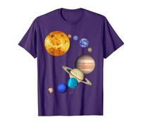 Pianeti nel Sistema Solare con Plutone - Scienza Maglietta, Uomo, Viola, XL