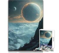 Pianeti sopra il paesaggio delle montagne nebbiose 1000 puzzle sviluppo cognitivo gioco divertente speciale regalo di celebrazione riflessivo dimensioni 38x52cm