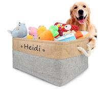 Piang Guer Cane Toy Box Storage Basket Bin con personalizzato personalizzato nome dell'animale domestico pieghevole per l'organizzazione di giocattoli per cani gatto, accessori（Grigio,M）
