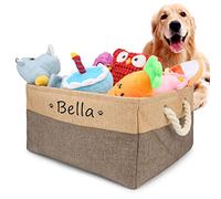 Piang Guer Cane Toy Box Storage Basket Bin con personalizzato personalizzato nome dell'animale domestico pieghevole per l'organizzazione di giocattoli per cani gatto, accessori（Caffè,S）