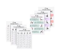 Piani di esercizi per sedia di 30 giorni con 6 tabelle di carta stampate | Temi di routine di yoga e stretching, movimenti seduti e supportati dalla sedia, organizzazione del piano visivo giorno per