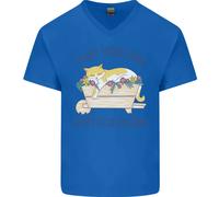 Piani With My Gatto Nel Giardino Giardiniere Uomo Scollo A V Cotone T-Shirt