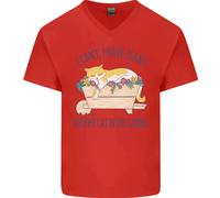 Piani With My Gatto Nel Giardino Giardiniere Uomo Scollo A V Cotone T-Shirt