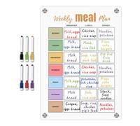 Pianificatore del Pasto Settimanale Acrilico - Pianificatore del Pasto Magnetico per Frigorifero, 6 Penne Cancellabili Colorate | di Drogheria Pad Magnet per FRIDIO, Colazione, Pranzo, Preparaz
