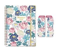 Pianificatore di studi 2025 2026 A5 22 x 16 cm, pianificatore semestrale per università e studio | Pianificatore con orario delle lezioni, pianificatore 12 mesi (gen.2026-dic.2026), copertina rigida