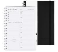Pianificatore Giornaliero A5 Senza Data-Quaderno Spirale con Programma Orario, Lista delle Attività e Sezione Note per una Gestione Efficace del Tempo-80 Fogli/160, Agenda settimanale