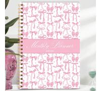 Pianificatore mensile 2026-2027, Pianificatore mensile e settimanale a spirale formato A5 con calendario, sezione note, liste dei compiti, forniture per ufficio, forniture scolastiche, regali per donn