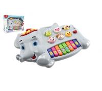 Pianino elefante con animaletti in plastica 28 cm a batterie con suoni e luci in scatola 32x23x6 cm