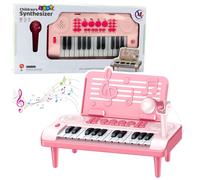 Pianino elettronico per bambini con microfono e leggio, rosa
