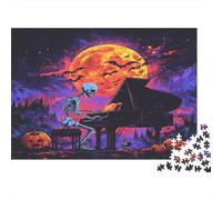 Pianista scheletro Jigsaw Puzzle Impossible 1000Pcs Pipistrelli Luna piena Decorazione Per La Casa. Rilassamento E Intelligence Per Adulti E Bambini Da 12 Anni 1000pcs (75x50cm)