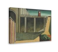 PIANK Gare Montparnasse by Giorgio De Chirico Poster su tela da parete per camera da letto, ufficio, stanza, decorazione regalo, cornice 30,5 x 45,7 cm
