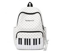 Piano Backpack Polka Dot Backpack Y2k Bookbag Medium Daypack (White)