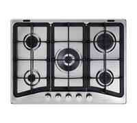 De Longhi Piano Cottura 5 Fuochi a gas da Incasso (1 Bruciatore Tripla Corona) Larghezza 70 cm colore Inox - IF 57 PRO N