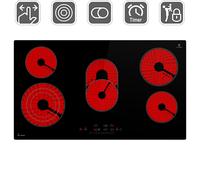 Piano cottura 90 cm in vetroceramica elettrico autonomo senza cornice 5 zone