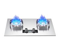 Piano Cottura A Gas 2 Fuochi, Piano Cottura A Gas Da Tavolo In Acciaio Inossidabile E Incorporato Doppio Combustibile GPL/NG Facile Da Pulire For Camper, Con Tubo Flessibile E Morsetto,5.2KW (Color :