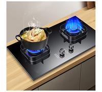 Piano Cottura A Gas 2 Fuochi, Piano Cottura In Acciaio Inossidabile Desktop E Piano Cottura A Gas Incorporato GPL/NG Doppio Combustibile Facile Da Pulire For Camper, Con Fascetta E Tubo Flessibile,5.2