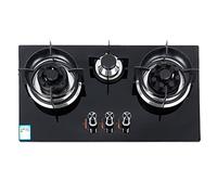 Piano Cottura A Gas da Appoggio A 3 Fuochi, Piano Cottura A Gas da Incasso in Vetro Temperato, Piano Cottura A Gas da Incasso per Cucina Domestica con Protezione della Termocoppia, Facile da Pulire
