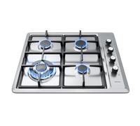 Piano Cottura a Gas 4 Fuochi, Acciaio Inox, 60 cm, Bruciatore Triplo Corona 7.8 kW, Accensione Elettronica Pulsante, Sicurezza Termocoppia, Alimentazione Metano/GPL