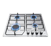 Piano Cottura a Gas 4 Fuochi Incasso in Acciaio Inox, 60 cm con Bruciatore da 7.2 kW, Sicurezza Termocoppia, Accensione Elettronica Pulsante, Alimentazione Metano/GPL