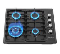 Piano Cottura a Gas 4 Fuochi, Piano Cottura a Gas da Incasso in Acciaio, Pulsante di comando laterale, con Protezione Automatica Della Fiamma, 7800 Watts, GPL/Gas naturale