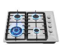 Piano Cottura a Gas, 4 Fuochi Piano Cottura a Gas da Incasso in Acciaio, Pulsante di comando laterale, con Protezione Automatica Della Fiamma, 7800 Watts, GPL/Gas naturale