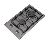 Piano cottura a gas a 2 fuochi in acciaio inox e ferro con valvola di riduzione della pressione, NG/LPG convertibile fornello a gas con 2 pulsanti e porta pentole, fornello a gas portatile con tubo
