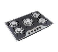 Piano cottura a gas a 5 fuochi per propano e gas naturale, in vetro temprato propano, fornello da campeggio, fornello a gas con 5 fiamme, fornello a gas per campeggio, camper, cucina