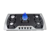 Piano cottura a gas a 5 luci, 90 cm, da incasso e da pavimento, bruciatore in alluminio ad alte prestazioni, vetro temperato, protezione fiamma di sicurezza, per gas naturale e gas propano, efficiente
