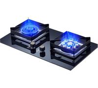 Piano cottura a gas a doppio bruciatore con vetro temperato, facile da pulire, compatibile con GPL/NG, perfetto per cucina, camper e campeggio all'aperto