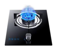 Piano Cottura a Gas, Cucina a Gas da Incasso, 1 bruciatore, Wok, 5,0 kW, Tripla Corona, Piano Cottura in Vetro Nero Fierce Fire
