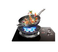 Piano Cottura A Gas Da 33 Cm, Bruciatore Wok Con Anello Di Fuoco A 9 Cavità Da 5,2 KW Con Protezione Antincendio, Timer, Griglia For Pentole In Ghisa, Pannello In Vetro Temperato Nero (Size : NG)