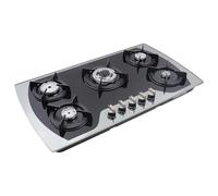 Piano cottura a gas, fornello a gas a 5 fuochi con 5 bocchette per gas liquido a petrolio per cucinare in casa privata ristorante nero