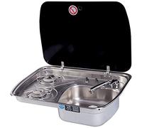 Piano cottura a gas, stufa per piano cottura per camper incorporata, versatile fornello a gas pieghevole per camper con lavello, protezione multipla facile da usare e pulita, perfetto per camper