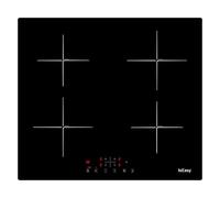 Piano cottura a induzione 4 zone, piano cottura elettrico 59cm 6800 W piastra a induzione integrata con funzione boost, vetro nero, controllo touch, blocco sicurezza bambini e timer