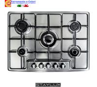 Piano Cottura Cucina a Incasso INOX Gas 5 Fuochi 68,5 x 51 cm Griglia in GHISA [EEK: A]